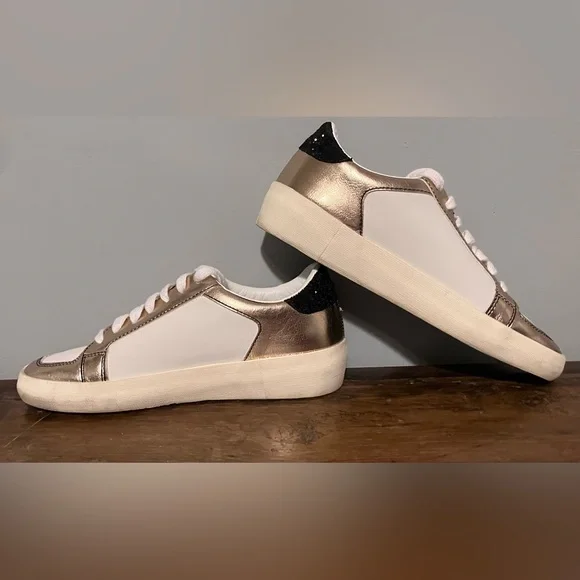 Vintage Havana Rose Gold Metallic & White Star Sneakers - Picture 3 of 11